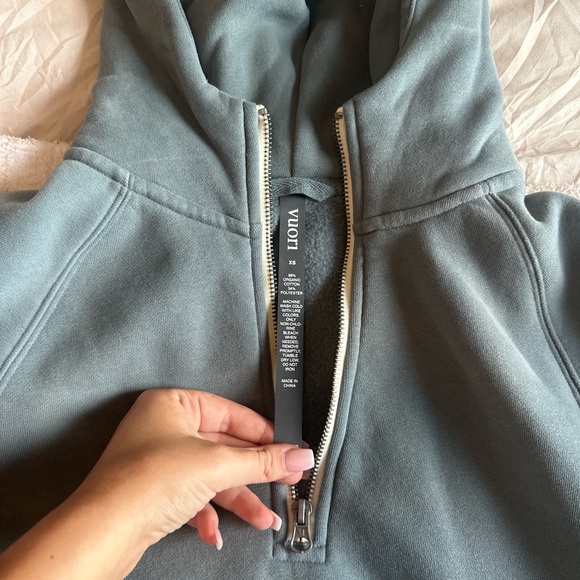 Vuori Tops - Vuori Quarter-Zip Hoodie in Dusty Teal